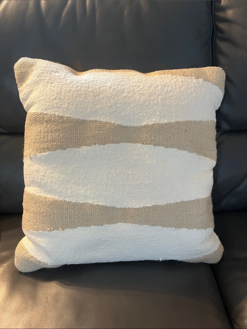 Threshold Beige and Cream Striped Accent Pillow